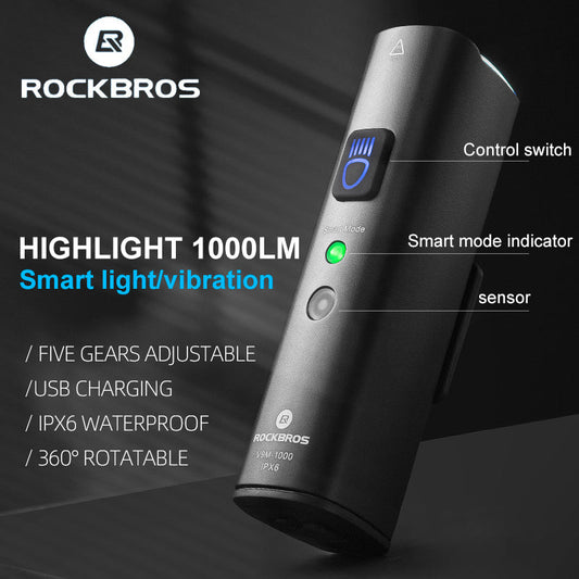 ROCKBROS 1000 Lumen Front Bike Light + Smart Brake & Tail Light BL-S1