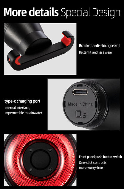 ROCKBROS 1000 Lumen Front Bike Light + Smart Brake & Tail Light Q5 Set