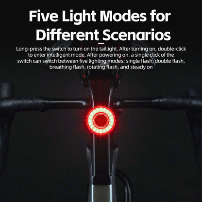 ROCKBROS Upgraded Smart Bicycle Brake Light USB-C Rechargeable IPX7 Waterproof Cycling Rear Light