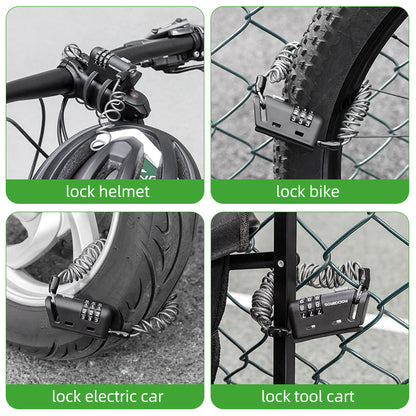 ROCKBROS 1.5M Portable Bicycle Cable Lock - Combination Helmet Lock
