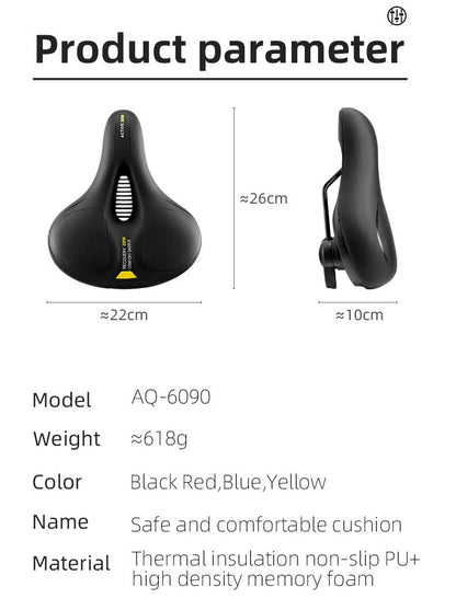 ROCKBROS Bicycle Saddle Shockproof Leather Cushion Reflective Cycling Bike Seat With Handle