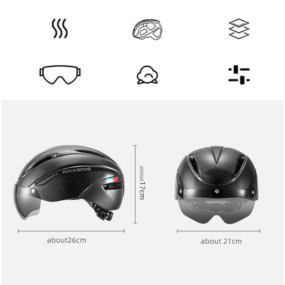 ROCKBROS Cycling Helmet With Goggles LED Light Mountain Road Bike Bicycle Helmet