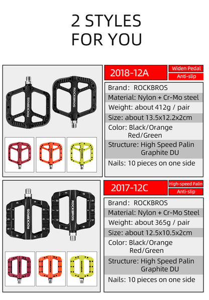 ROCKBROS Lightweight Bike Pedals in Various Colours (Pair)