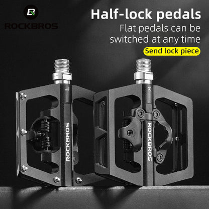 Multi-Function Clipless Flat Bike Pedals in Black (Pair)