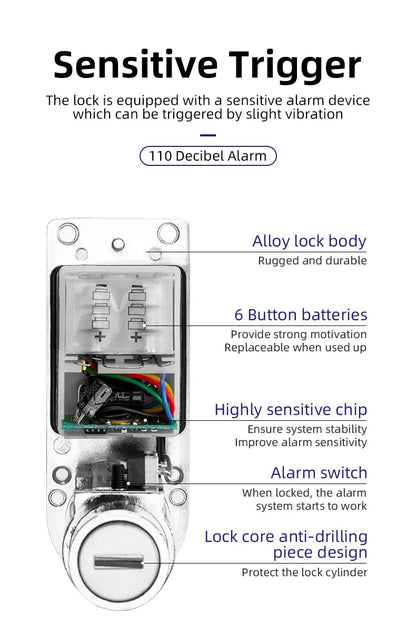 ROCKBROS Motorcycle Disc Lock Alarm Anti-theft 110db Waterproof Alloy Steel 6MM Electric device Scooter Helmet Bicycle Cable Lock