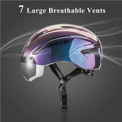 ROCKBROS Cycling Helmet With Goggles LED Light Mountain Road Bike Bicycle Helmet