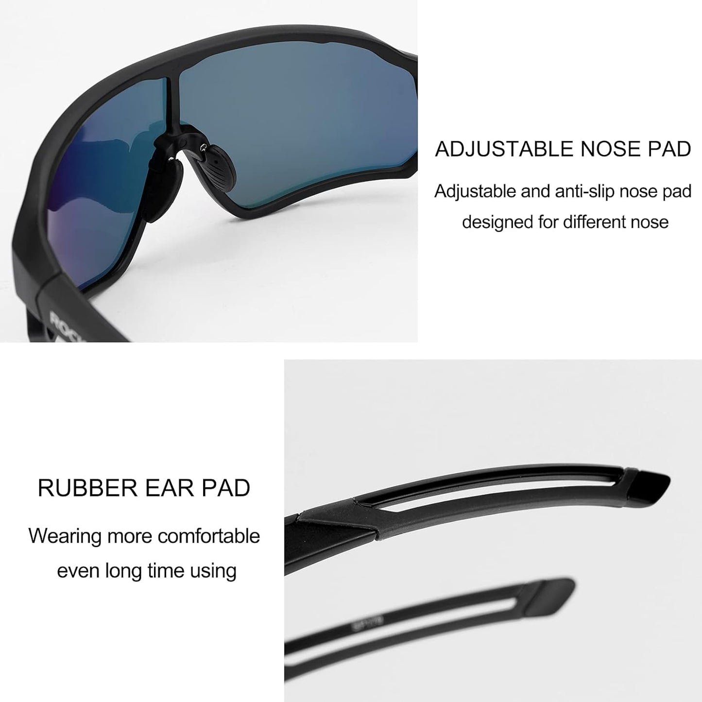 ROCKBROS Polarised Full Lens Sunglasses Cycling Bicycle Glasses Outdoor Sports Eyewear UV400