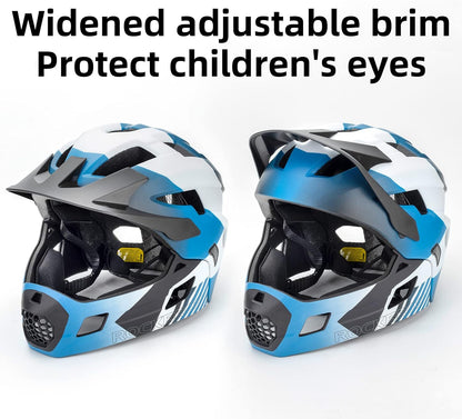 ROCKBROS Kids Full Face Bike Helmet Ages 5-14 Anti-Collision Detachable Chin