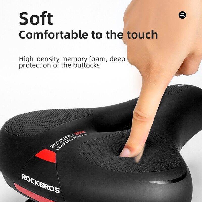 ROCKBROS Bicycle Saddle Shockproof Leather Cushion Reflective Cycling Bike Seat With Handle