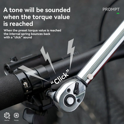 1/4 Torque 2–24Nm Micrometer Click Torque Wrench, 72-Tooth Gear Professional Precision ±3%High Accuracy