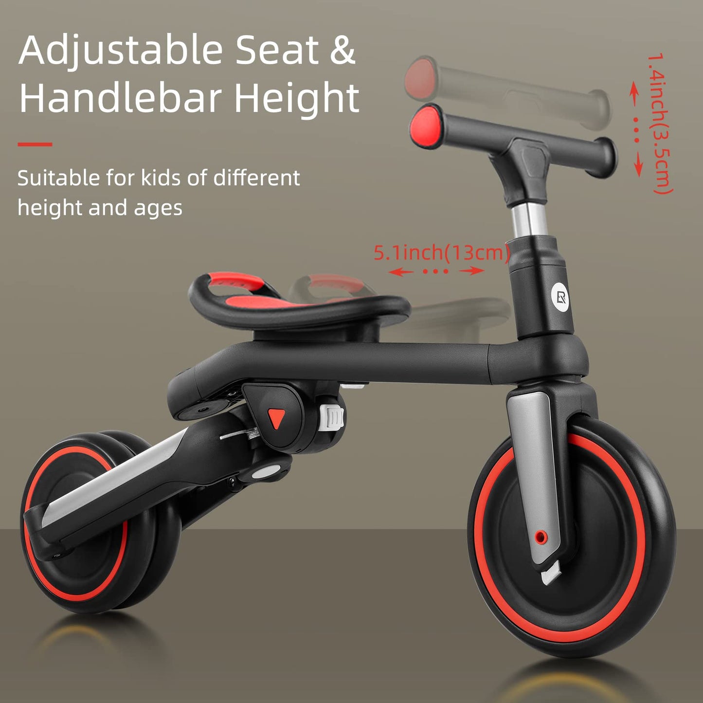 3-in-1 Kids Tricycle with Adjustable Seat and Removable Pedals