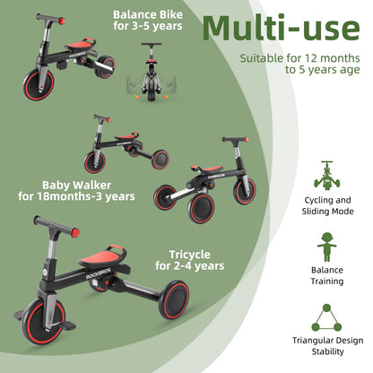 3-in-1 Kids Tricycle with Adjustable Seat and Removable Pedals