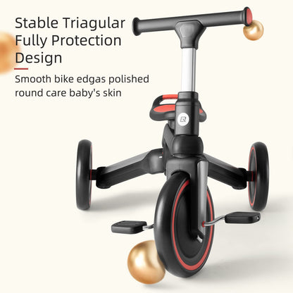 3-in-1 Kids Tricycle with Adjustable Seat and Removable Pedals