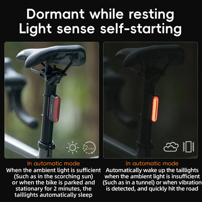 ROCKBROS Magnetic Smart Tail Light with Brake Sensing  IPX6 Waterproof
