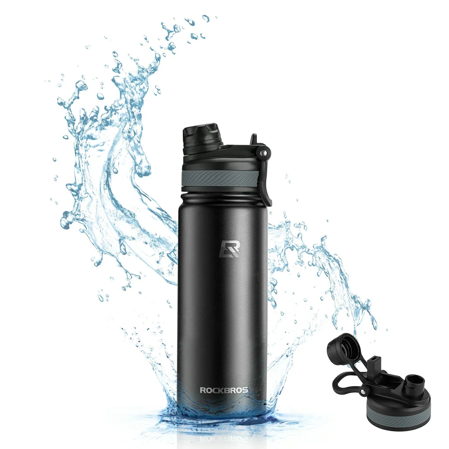 ROCKBROS Stainless Steel Insulated Water Bottle with Straw