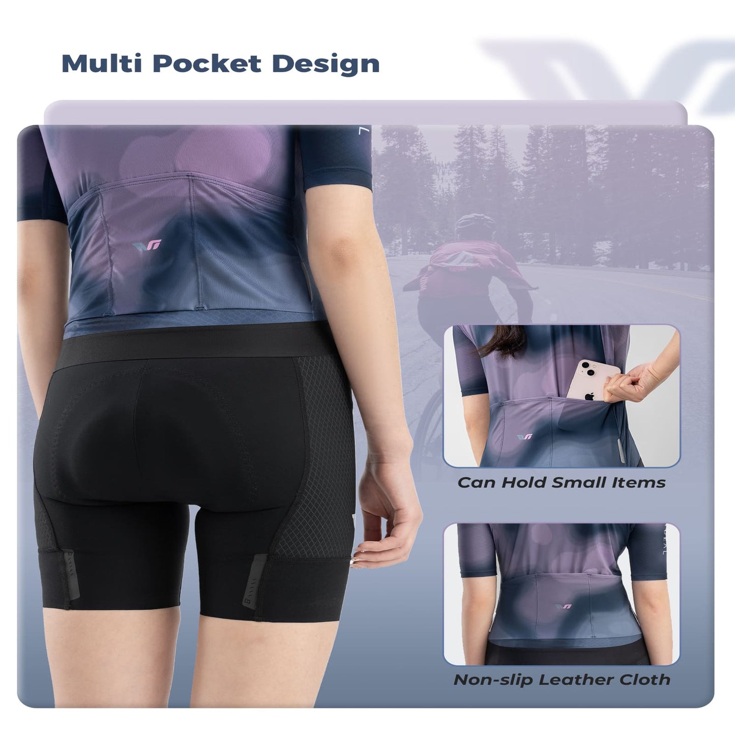 TVI Women’s Cycling Jersey Breathable Short Sleeve Navy Blue