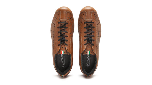 CRONO CV1 Vintage Road Cycling Shoes - Brown w/Carbon Fiber Soles