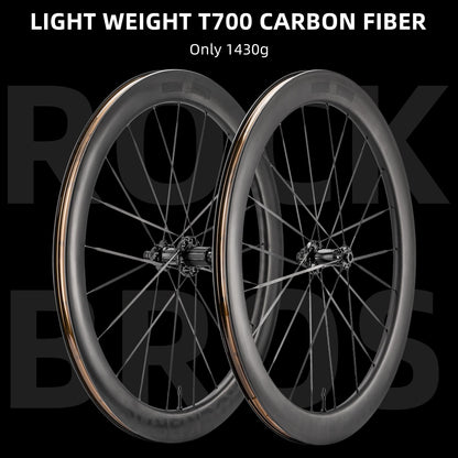 ROCKBROS T700 Carbon Fiber Bike Wheels 700c  55 mm Disc Brake Wheelset